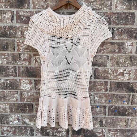 VTG Y2K Rue21 Womens S Crochet Knitted Cover Up Coastal Beachy‎ Lightweight - Picture 3 of 5